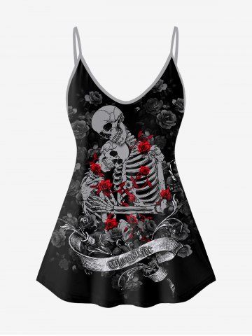 Gothic Skeleton Rose Print Cami Top