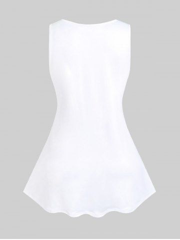 Plus Size Saint Patrick's Day Clover Plaid Lace Panel Tank Top