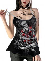 Gothic Skeleton Rose Print Cami Top -  