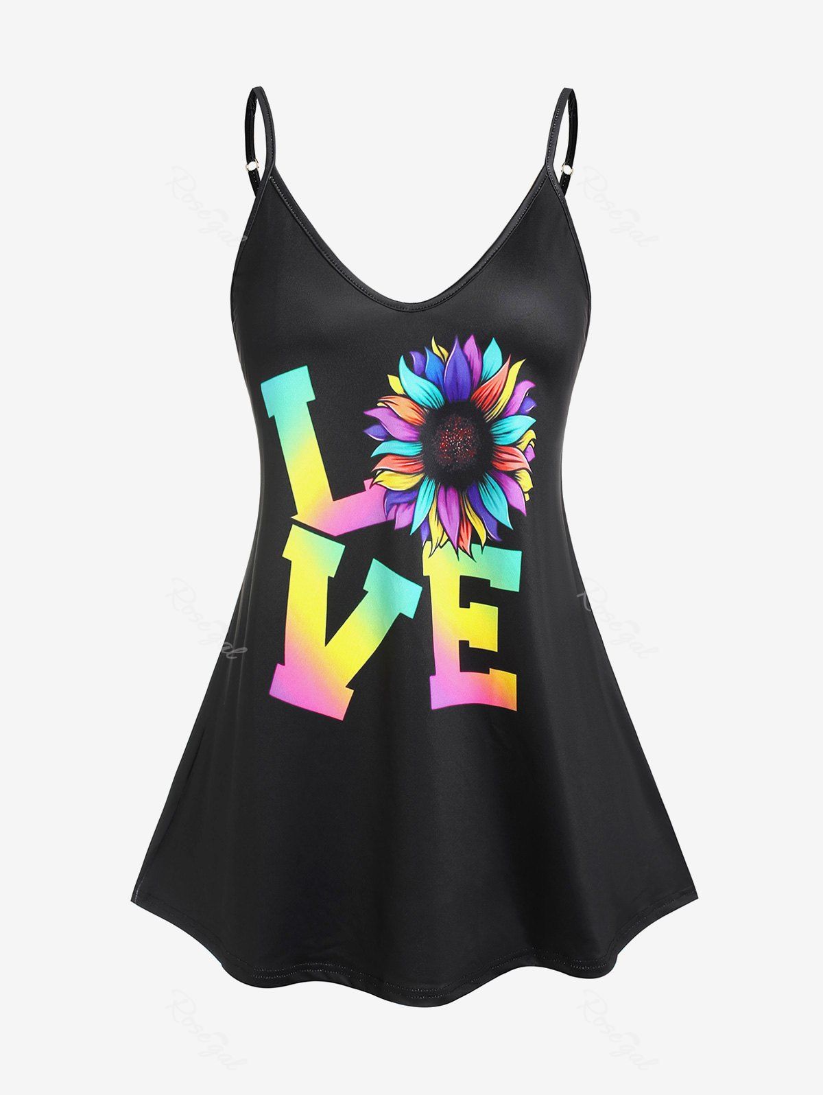 Outfits Plus Size & Curve Ombre LOVE Print Graphic Tank Top (Adjustable Straps)  