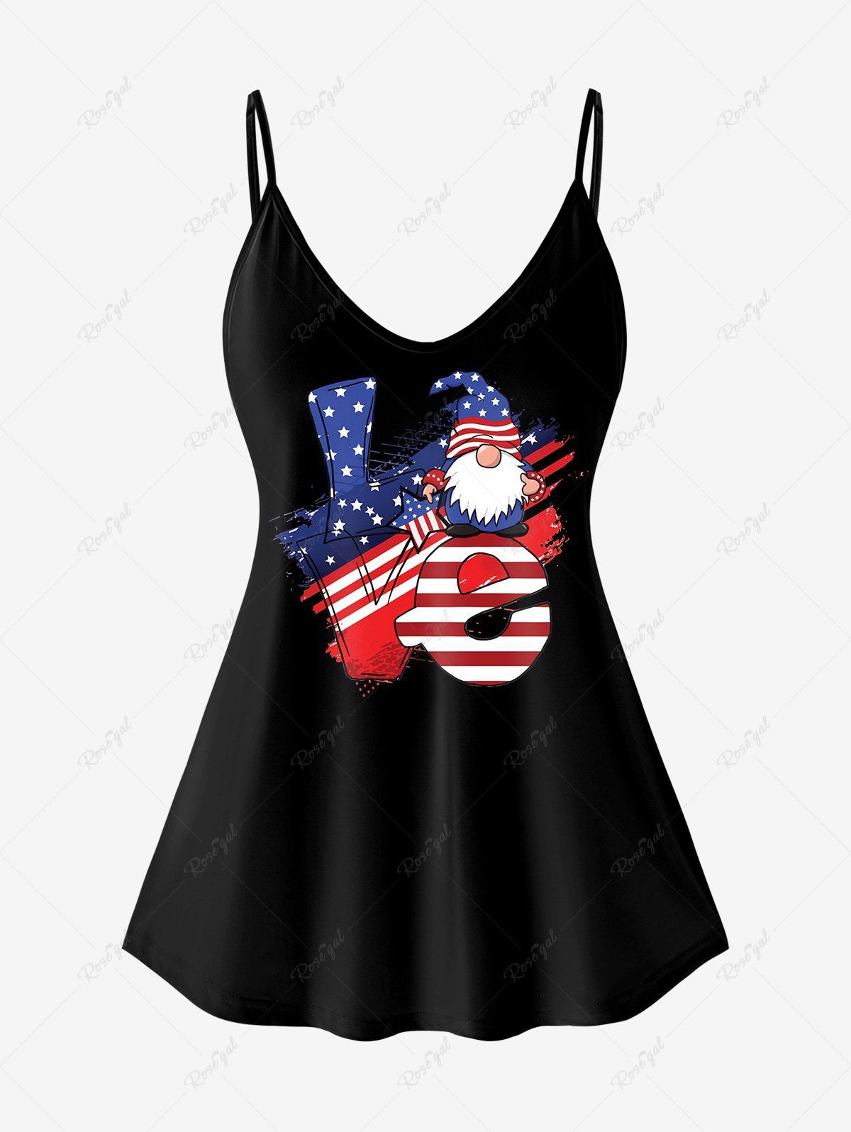 Chic Plus Size American Flag Printed Patriotic Tank Top  