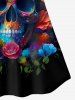 Gothic Skull Bloom Flower Print Cami Top (Adjustable Straps) -  