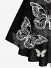 Plus Size Butterfly Printed Crisscross Short Sleeves Tee -  