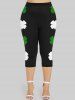 Plus Size Clover Printed Saint Patrick's Day Capri Leggings -  