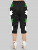Plus Size Clover Printed Saint Patrick's Day Capri Leggings -  