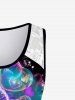 Plus Size Butterfly Heart Printed Lace Insert Tank Top -  
