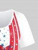 Plus Size Patriotic American Flag Butterfly Print T-shirt -  