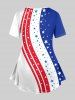 Plus Size Patriotic American Flag Butterfly Print T-shirt -  