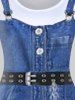 Plus Size 3D Jean Print A Line Tee Dress -  