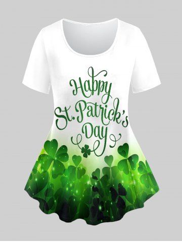Plus Size Saint Patrick's Day Letters Printed Graphic Tee - WHITE - M | US 10