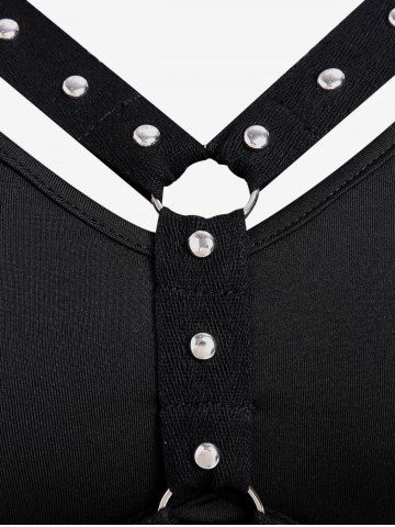 Gothic Studs Harness Cropped Tank Top