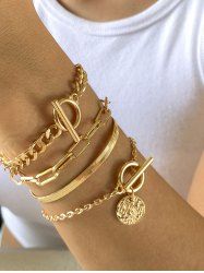 4 Pièces Bracelets Tendances en Forme de Serpent Style Hip-Hop - d'or 