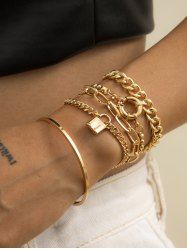 5Pcs Punk Hip Hop Lock Bracelets -  