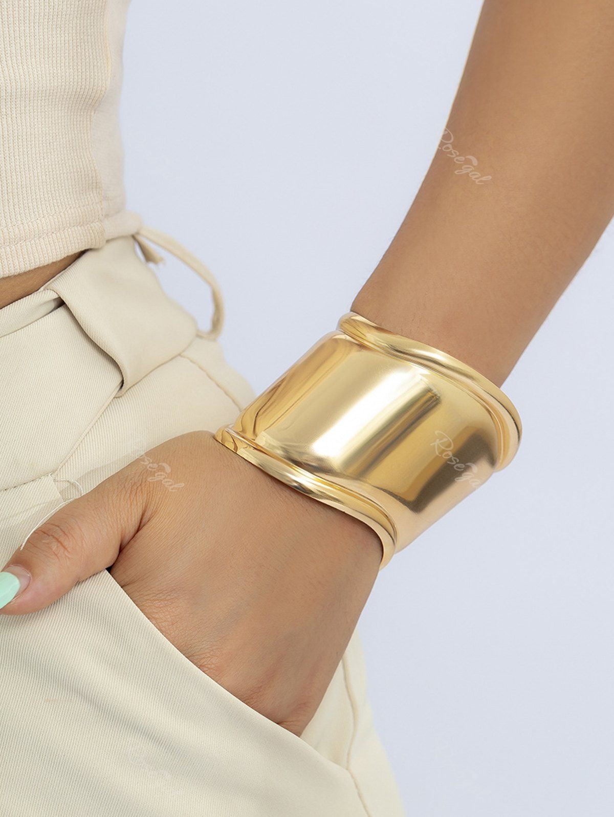 Bracelet Manchette Large à Imprimé Irrégulier Style Rétro d'or 