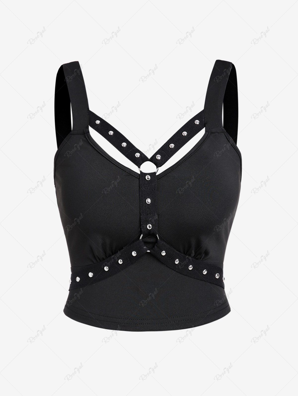 Hot Gothic Studs Harness Cropped Tank Top  