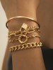 5Pcs Punk Hip Hop Lock Bracelets -  