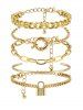 5Pcs Punk Hip Hop Lock Bracelets -  