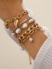 5Pcs Baroque Shaped Pearl Heart Bracelets -  