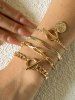 4 Pièces Bracelets Tendances en Forme de Serpent Style Hip-Hop - d'or 
