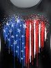 Plus Size American Flag Heart Printed Patriotic Tee -  