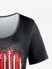 Plus Size American Flag Heart Printed Patriotic Tee -  
