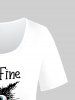 T-shirt Graphique Lettre Dessin Animé Imprimé de Grande Taille - Blanc 5x | US 30-32