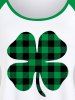 Plus Size St Patrick's Day Clover Plaid Raglan Sleeves Tee -  