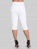Pantalon Capri Zippé en Couleur Unie de Grande Taille avec Poches - Blanc M | US 10