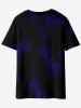 Gothic Butterfly Skull Moon Print Tie Dye T-shirt -  