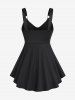 Plus Size Rings Ruched Detail Swing Tank Top -  