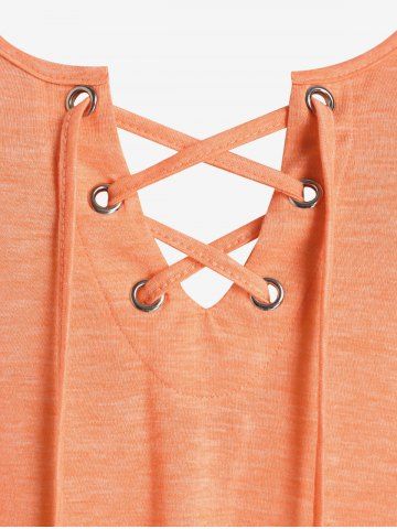 Plus Size Casual Lace Up Cami Tank Top