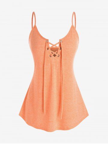 Plus Size Casual Lace Up Cami Tank Top