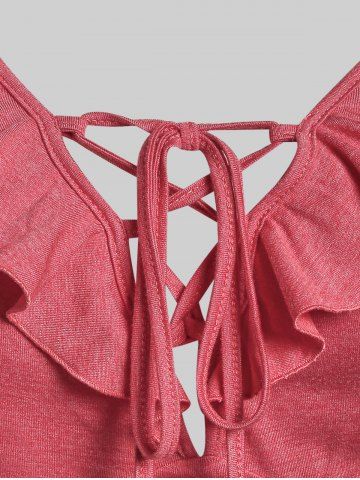 Plus Size & Curve Ruffled High Low Lace Up Cami Top