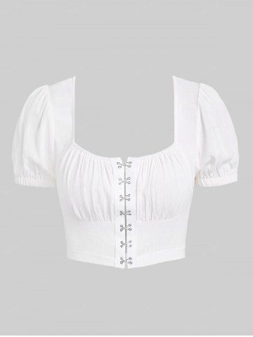 Top de Cuello Redondo Recortada con Gancho y Ojo Gótico - WHITE - 4X | US 26-28