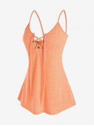 Plus Size Casual Lace Up Cami Tank Top -  
