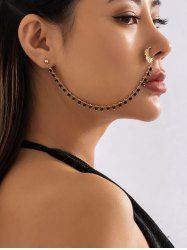 Boucles D'Oreilles et Clip en Forme de Nez Décoré de Cristal Fantaisie Style Ethnique - d'or 