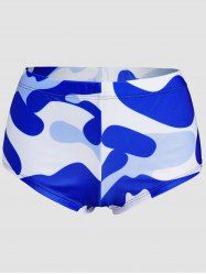 Camo Printed Elastic Waist Ruched Beach Swim Shorts -  