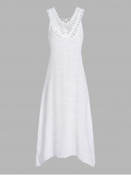 Crochet Sleeveless Hollow Out Plain Color A Line Beach Cover-up Dress -  