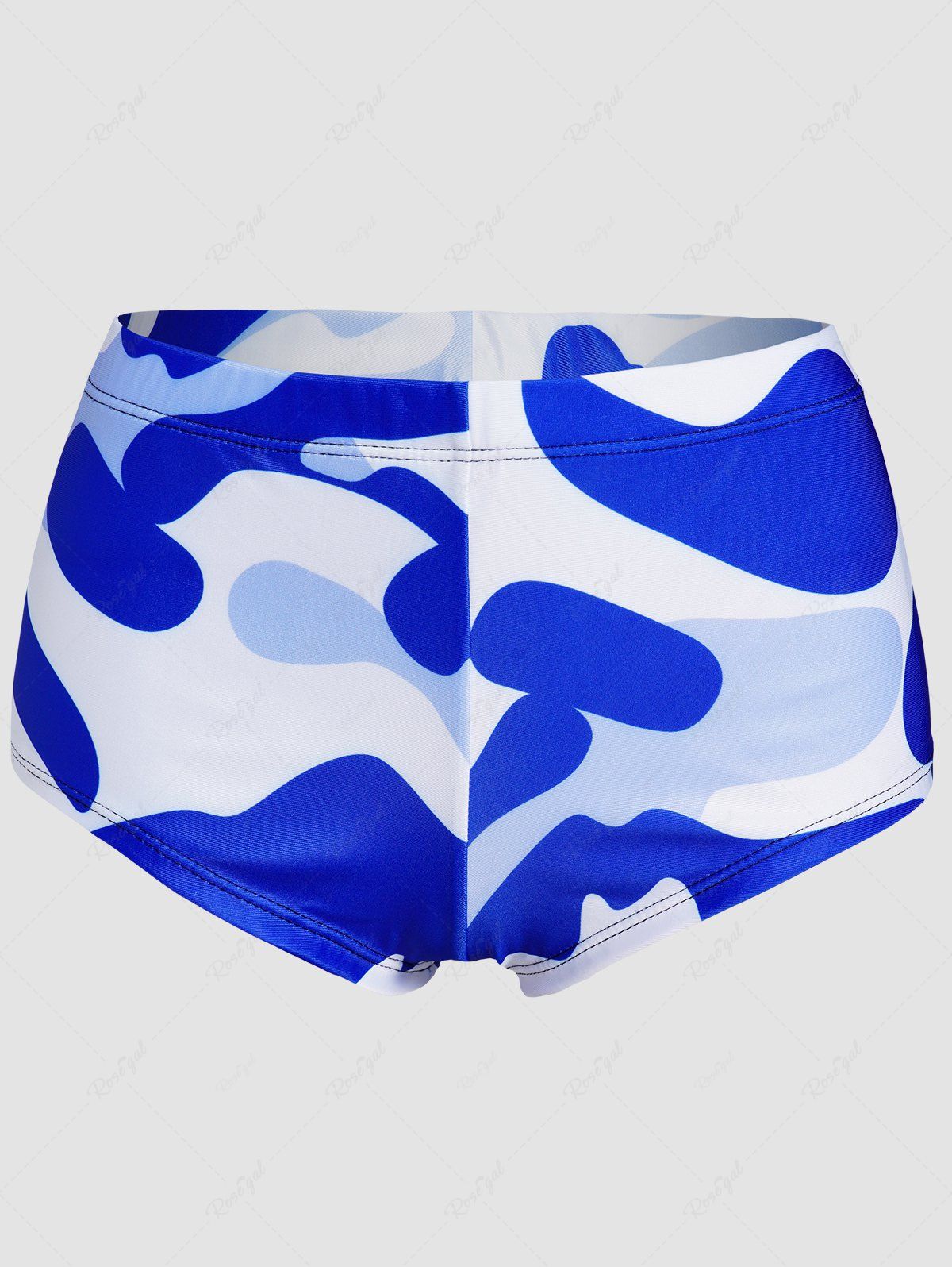 Trendy Camo Printed Elastic Waist Ruched Beach Swim Shorts  