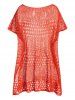 Plus Size Crochet Plain Color Hollow Out Slit Beach Cover-up Top -  