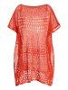 Plus Size Crochet Plain Color Hollow Out Slit Beach Cover-up Top -  