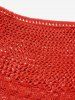 Plus Size Crochet Plain Color Hollow Out Slit Beach Cover-up Top -  