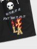 Slogan Skull Flame Graphic Pattern Sweat Shorts -  