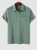 Ensemble de T-shirt Texturé en Couleur Unie à Col Polo et de Pantalon Décontracté - Vert Mer L