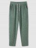 Ensemble de T-shirt Texturé en Couleur Unie à Col Polo et de Pantalon Décontracté - Vert Mer L