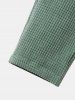 Ensemble de T-shirt Texturé en Couleur Unie à Col Polo et de Pantalon Décontracté - Vert Mer L