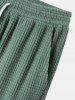 Ensemble de T-shirt Texturé en Couleur Unie à Col Polo et de Pantalon Décontracté - Vert Mer L