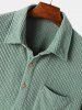 Textured Solid Color Polo Collared T-shirt and Casual Pants Set -  