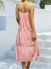 Robe Mi-Longue de Vacances Linge A Superposée à Carreaux Imprimé à Bretelle Fine - Rose clair M