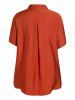 Plus Size Contrast Colorblock Flower Print Stand Collar Short Sleeve Button Up Shirt -  